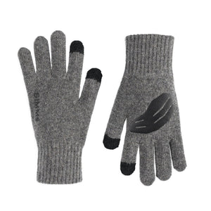 Pair of grey Simms Wool Full Finger Glove with palm features on a white background.