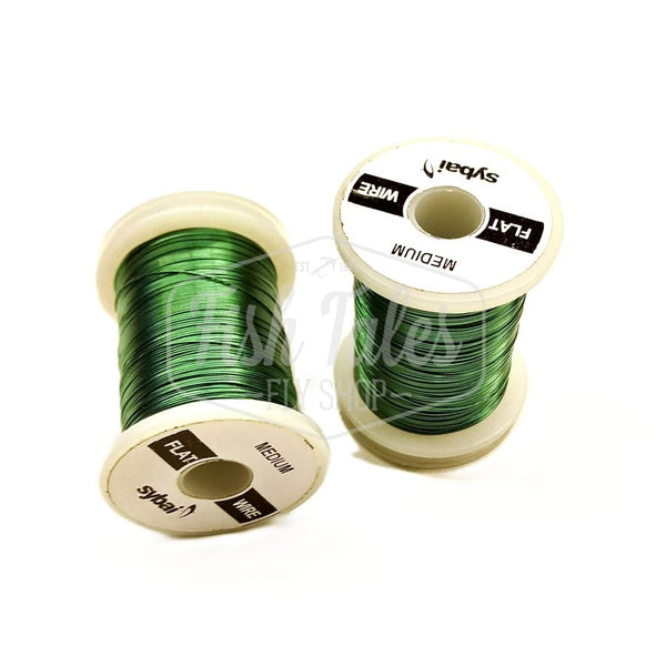Two spools of Sybai Flat Wire in pale olive on a white background.