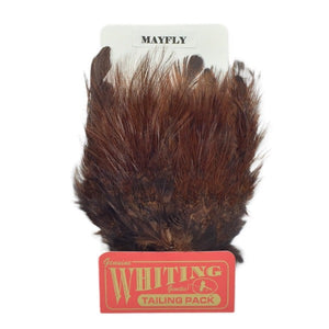 Pack of brown Coq De Leon feathers for fly tying by Whiting Farms, on a white background
