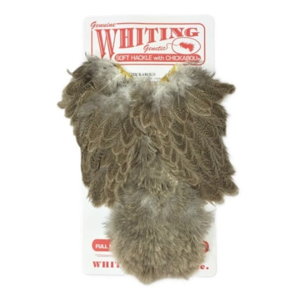 Whiting Farms Brahma Hen Soft Hackle Saddle with Chickabou Patch