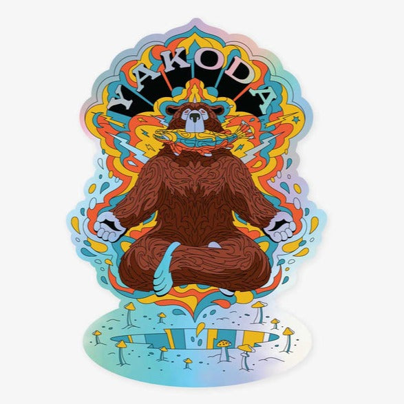 Yakoda Trippy Grizzly Holographic Sticker