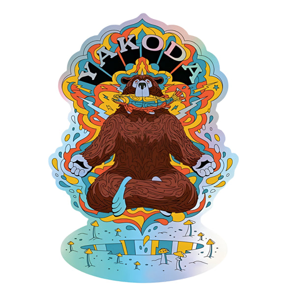 Yakoda Trippy Grizzly Holographic Sticker