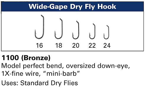 1100 Wide Gape Dry Fly Hook Size 16