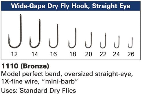Daiichi 1110 Wide Gape Dry Fly Hook, Straight Eye