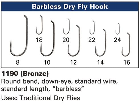 Daiichi 1190 Standard Dry Fly Hook - Barbless