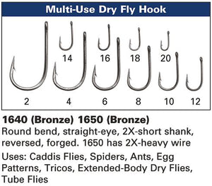 D202 - Dry Fly, Nymph, 1xl Hook
