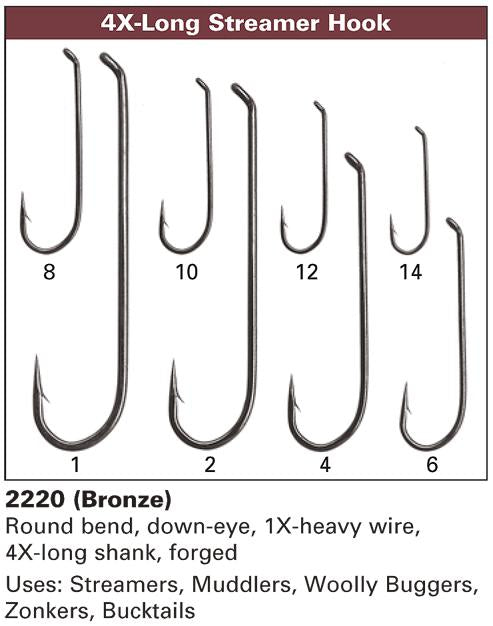 Daiichi 2220 - Down Eye Streamer Hook - 4X Long