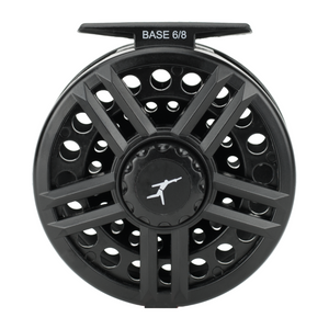 Black Echo Base Fly Reel showing the drag knob side on a white background.