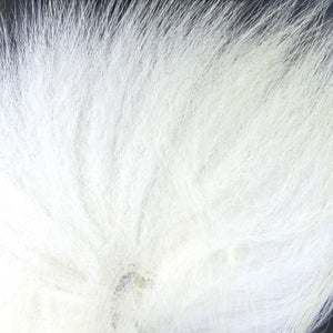 closeup of natural white arctic fox tail used for fly tying