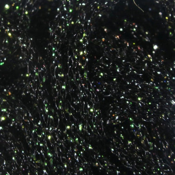 Close up of black Hareline Dyed Pearl Diamond Braid. 