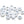 A large group of white cyclops tungsten beads for fly tying on a white background.