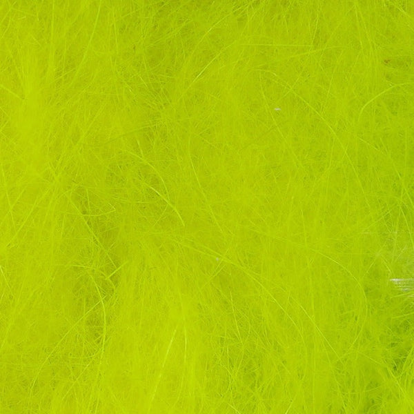 close up loose hareline dubbin rabbit hair dubbing fluorescent yellow