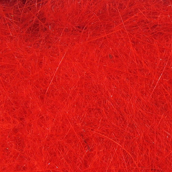 Close up loose rabbit hair dubbing red.
