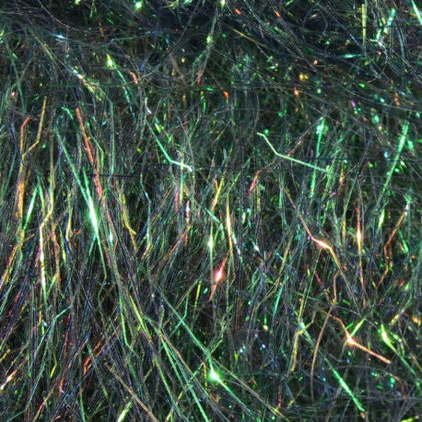 A close-up image of bronze peacock Hareline Ripple Ice Dub for fly tying, showing the mix of fine strands and characteristically crinkled strands.