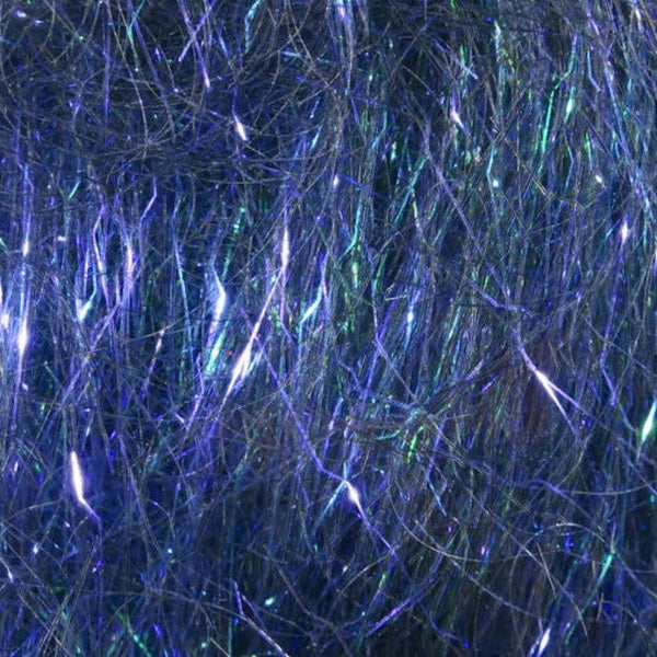 A close-up image of northern lights Hareline Ripple Ice Dub for fly tying, showing the mix of fine strands and characteristically crinkled strands.