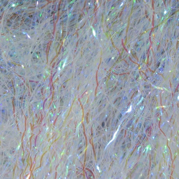 A close-up image of minnow mix Hareline Ripple Ice Fiber, showing the shiny and characteristically crinkled strands.