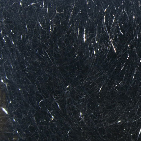 A close-up image of black Hareline Ripple Ice Hair for fly tying, showing the long, characteristically crinkled strands.