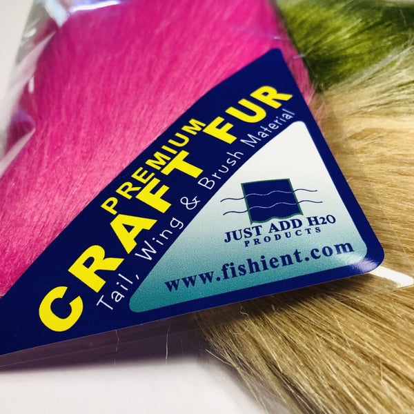Several packs of Just Add H2O Premium Craft Fur in a variety of colors for use in fly-tying.