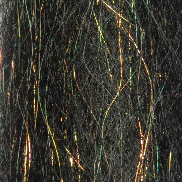 Black color close-up image of Just Add H2O Steve Farrar's Flash Blend fly tying material.