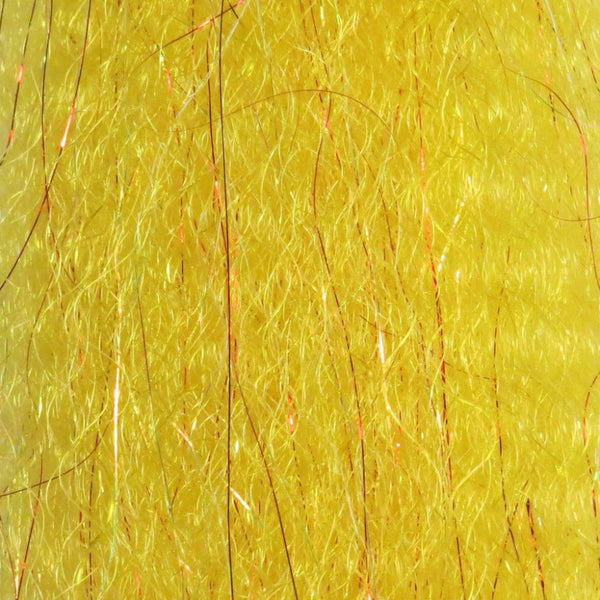 Bleeding yellow color close-up image of Just Add H2O Steve Farrar's Flash Blend fly tying material.