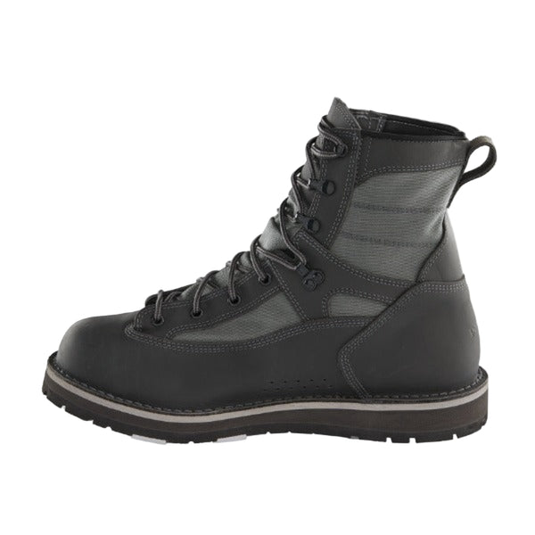 Forge grey Patagonia Foot Tractor Wading Boots with aluminum bar soles, on a white background.