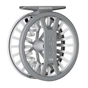 Wolf grey color Redington Zero Click Drag Fly Reel on a white background.