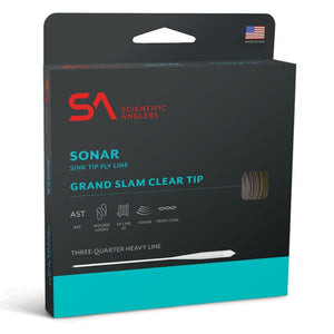 Scientific Anglers Sonar Grand Slam Clear sink tip fly line packaging on a white background.