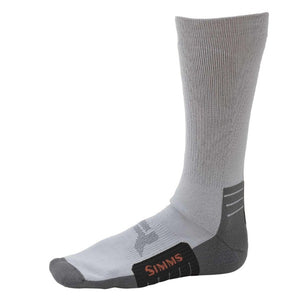 a single grey simms men's guide wet wading sock on a white background