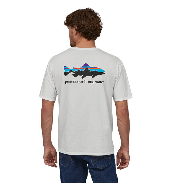 Patagonia Fitz Trout Fish Fly Fishing Shirt Organic Cotton Gray